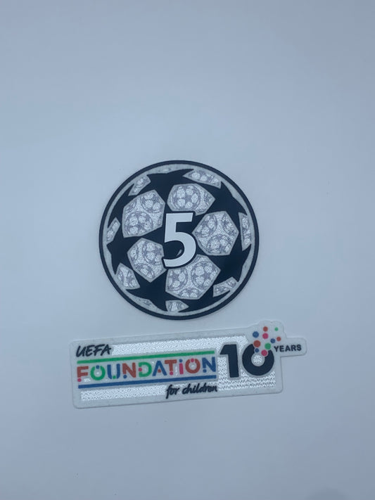 25-26 UCL Starball 5 Times Winner + 10th Anniversary UEFA Foundation Patch Set